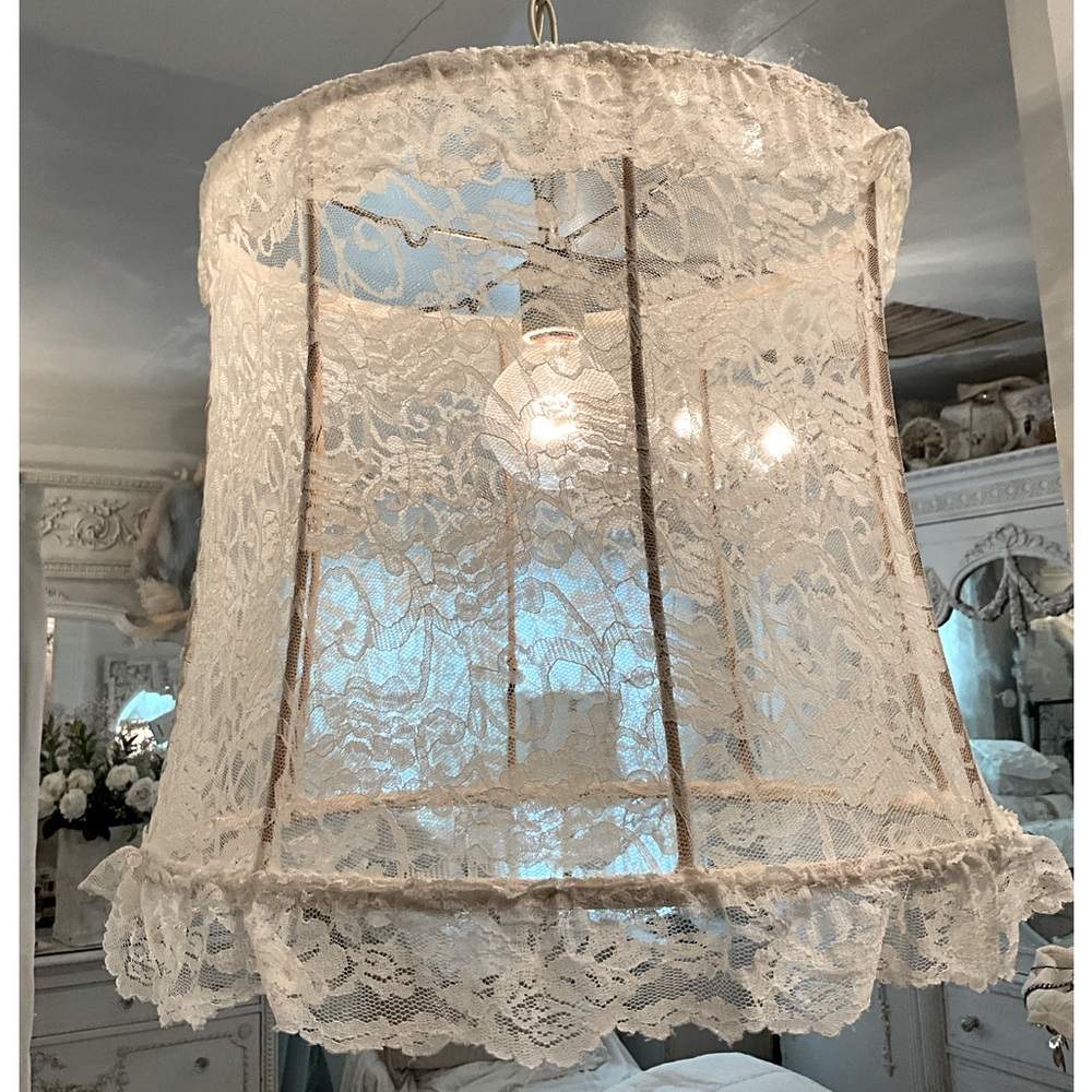 Shabby Chic Style Lace hanging Pendant Light - Picture 7 of 7